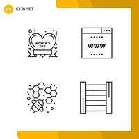 4 Icon Set Line Style Icon Pack Outline Symbols isolated on White Backgound for Responsive Website Designing Creative Black Icon vector background