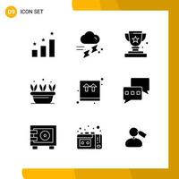 9 Icon Set Solid Style Icon Pack Glyph Symbols isolated on White Backgound for Responsive Website Designing Creative Black Icon vector background
