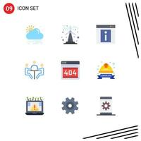 Mobile Interface Flat Color Set of 9 Pictograms of seo discussion info conference business Editable Vector Design Elements