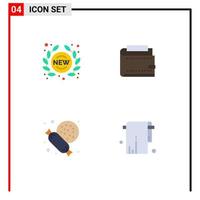 Set of 4 Modern UI Icons Symbols Signs for label personal sign cash supermarket Editable Vector Design Elements