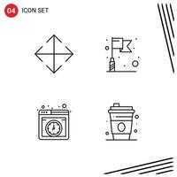 4 Universal Line Signs Symbols of arrow online flag cloud drink Editable Vector Design Elements