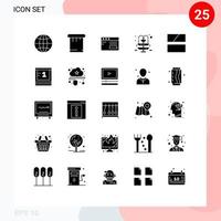 Mobile Interface Solid Glyph Set of 25 Pictograms of layout frame internet editing water Editable Vector Design Elements