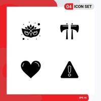 4 User Interface Solid Glyph Pack of modern Signs and Symbols of carnival like axe tool report Editable Vector Design Elements