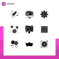 9 Creative Icons Modern Signs and Symbols of copyright business protection setting gear Editable Vector Design Elements