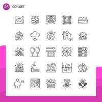 Outline Icon set Pack of 25 Line Icons isolated on White Background for responsive Website Design Print and Mobile Applications Creative Black Icon vector background