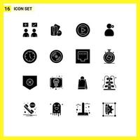 Mobile Interface Solid Glyph Set of 16 Pictograms of devices medical referee working man Editable Vector Design Elements