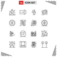 Outline Pack of 16 Universal Symbols of signal bluetooth man wedding love Editable Vector Design Elements