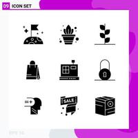 Solid Icon set Pack of 9 Glyph Icons isolated on White Background for Web Print and Mobile Creative Black Icon vector background