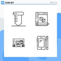 Modern 4 Line style icons Outline Symbols for general use Creative Line Icon Sign Isolated on White Background 4 Icons Pack Creative Black Icon vector background