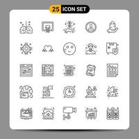 25 Black Icon Pack Outline Symbols Signs for Responsive designs on white background 25 Icons Set Creative Black Icon vector background