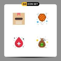 conjunto de 4 iconos planos vectoriales en la cuadrícula para el cuidado de la salud de la caja ocultar bolsa de gancho elementos de diseño vectorial editables vector