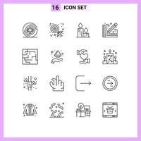 16 Thematic Vector Outlines and Editable Symbols of maze labyrinth fire sketch design Editable Vector Design Elements