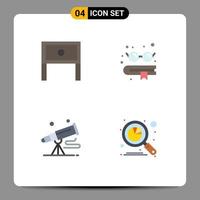 4 User Interface Flat Icon Pack of modern Signs and Symbols of end spyglass interior education astronomy Editable Vector Design Elements