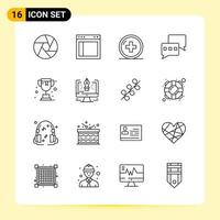 16 Creative Icons for Modern website design and responsive mobile apps 16 Outline Symbols Signs on White Background 16 Icon Pack Creative Black Icon vector background