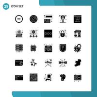 User Interface Pack of 25 Basic Solid Glyphs of bookmark designing borrow artwork money Editable Vector Design Elements