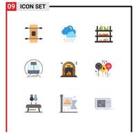 9 Creative Icons Modern Signs and Symbols of fire culture supermarket christmas trian Editable Vector Design Elements