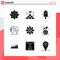 Collection of 9 Vector Icons in solid style Modern Glyph Symbols for Web and Mobile Solid Icon Sign Isolated on White Background 9 Icons Creative Black Icon vector background