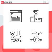 Collection of 4 Vector Icons in Line style Modern Outline Symbols for Web and Mobile Line Icon Sign Isolated on White Background 4 Icons Creative Black Icon vector background