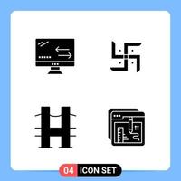 4 Solid Black Icon Pack Glyph Symbols for Mobile Apps isolated on white background 4 Icons Set Creative Black Icon vector background