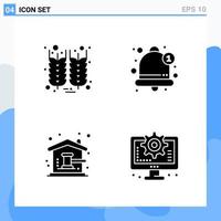 Modern 4 solid style icons Glyph Symbols for general use Creative Solid Icon Sign Isolated on White Background 4 Icons Pack Creative Black Icon vector background