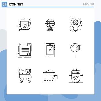 9 Outline concept for Websites Mobile and Apps smart phone paper innovation document contract Editable Vector Design Elements