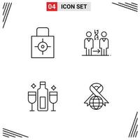 4 Creative Icons Modern Signs and Symbols of key health security cloning alcoholic Editable Vector Design Elements