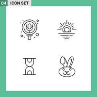 4 User Interface Line Pack of modern Signs and Symbols of search loading pack weather easter Editable Vector Design Elements