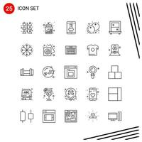 Collection of 25 Vector Icons in Line style Pixle Perfect Outline Symbols for Web and Mobile Line Icon Signs on White Background 25 Icons Creative Black Icon vector background