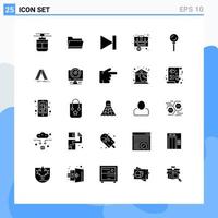 User Interface Pack of 25 Basic Solid Glyphs of case baggage storage bag next Editable Vector Design Elements