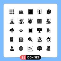 25 Thematic Vector Solid Glyphs and Editable Symbols of cake shield code security process Editable Vector Design Elements