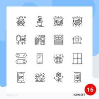 16 Universal Outlines Set for Web and Mobile Applications charge graph obstacle analysis economy Editable Vector Design Elements