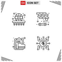 4 Icons Line Style Grid Based Creative Outline Symbols for Website Design Simple Line Icon Signs Isolated on White Background 4 Icon Set Creative Black Icon vector background