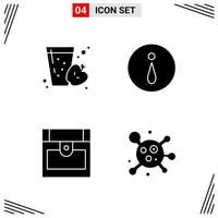 4 Icons Solid Style Grid Based Creative Glyph Symbols for Website Design Simple Solid Icon Signs Isolated on White Background 4 Icon Set Creative Black Icon vector background