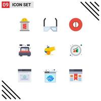 Universal Icon Symbols Group of 9 Modern Flat Colors of graph canon ancient bed living Editable Vector Design Elements