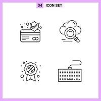 4 Icons in Line Style Outline Symbols on White Background Creative Vector Signs for Web mobile and Print Creative Black Icon vector background