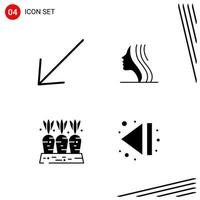 Collection of 4 Vector Icons in solid style Pixle Perfect Glyph Symbols for Web and Mobile Solid Icon Signs on White Background 4 Icons Creative Black Icon vector background