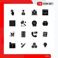 Pack of 16 Modern Solid Glyphs Signs and Symbols for Web Print Media such as layout user art page communication Editable Vector Design Elements