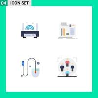 User Interface Pack of 4 Basic Flat Icons of device computer technology diy mouse Editable Vector Design Elements