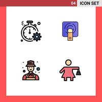 User Interface Pack of 4 Basic Filledline Flat Colors of business avatar quick tuch user Editable Vector Design Elements