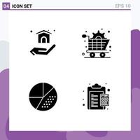 Editable Vector Line Pack of 4 Simple Solid Glyphs of building optimization art gear seo Editable Vector Design Elements