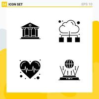 Collection of 4 Universal Solid Icons Icon Set for Web and Mobile Creative Black Icon vector background