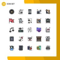 Set of 25 Modern UI Icons Symbols Signs for designing tool crop friend server database Editable Vector Design Elements