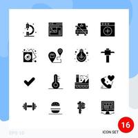 Group of 16 Modern Solid Glyphs Set for new app website slash no Editable Vector Design Elements