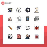 Modern Set of 16 Flat Color Filled Lines Pictograph of bag human person doctor bone Editable Creative Vector Design Elements