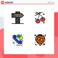 Universal Icon Symbols Group of 4 Modern Filledline Flat Colors of guide talk berry spring balls Editable Vector Design Elements