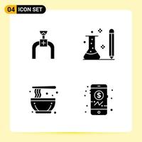 4 Creative Icons for Modern website design and responsive mobile apps 4 Glyph Symbols Signs on White Background 4 Icon Pack Creative Black Icon vector background