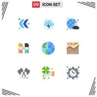 Set of 9 Modern UI Icons Symbols Signs for contact privacy globe data file Editable Vector Design Elements