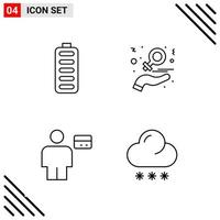 conjunto perfecto de píxeles de 4 iconos de línea conjunto de iconos de esquema para el diseño de sitios web y la interfaz de aplicaciones móviles fondo de vector de icono negro creativo