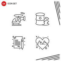 Collection of 4 Vector Icons in Line style Pixle Perfect Outline Symbols for Web and Mobile Line Icon Signs on White Background 4 Icons Creative Black Icon vector background