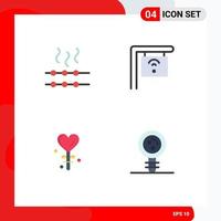 4 Thematic Vector Flat Icons and Editable Symbols of food valentine cafe heart chemistry Editable Vector Design Elements